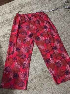 Tropical Coral Wide-Leg Pants